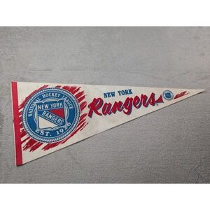 Vintage 1992 New York Rangers NHL Pennant Trench Felt Banner 30 Inch Est 1926